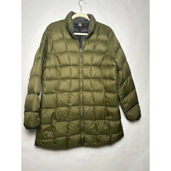 Eddie Bauer Coat Women's XL Green Olive Quilted Puffer Winter Down Filled Warm - Picture 2 of 7